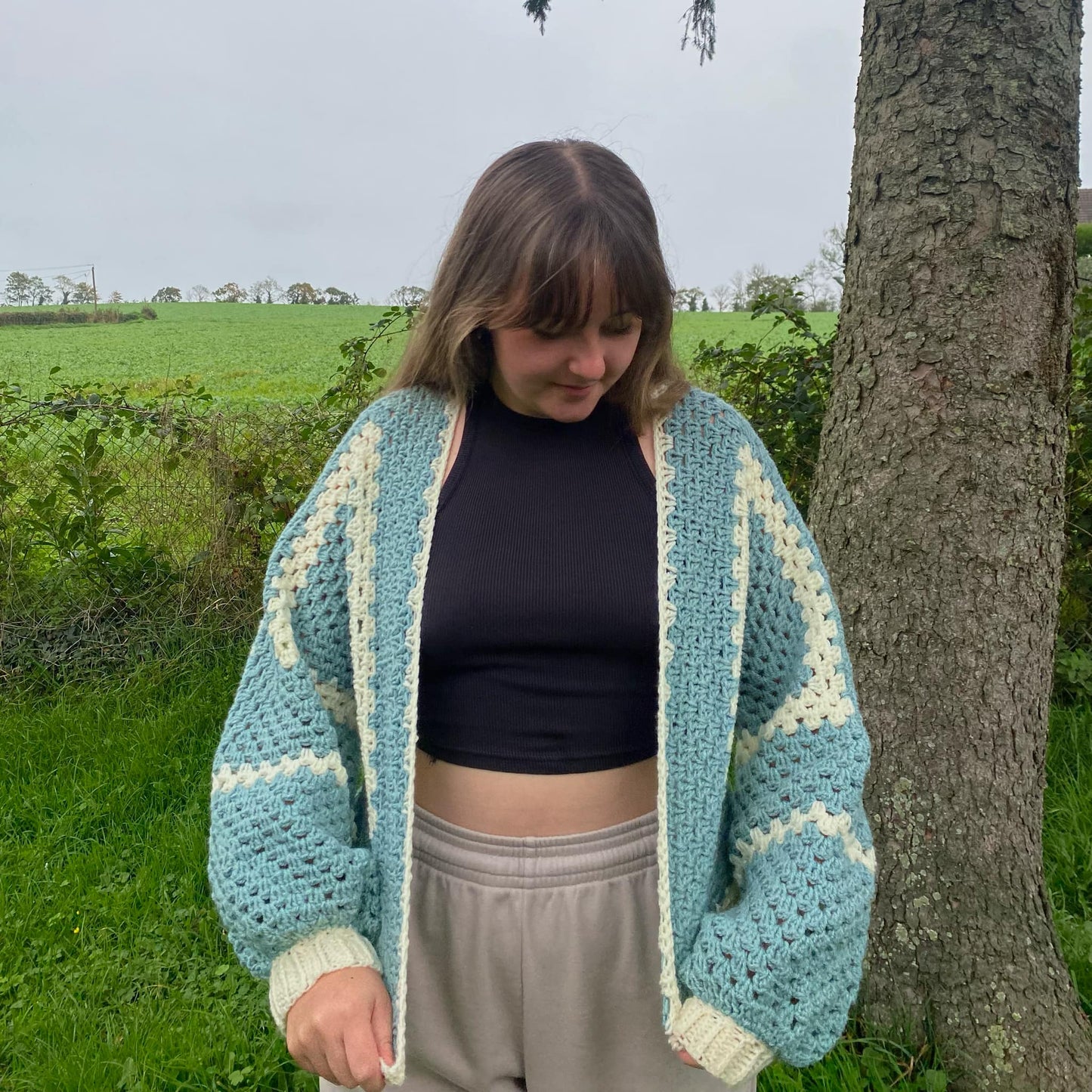 Cardigan Hexagone Vieux Bleu !