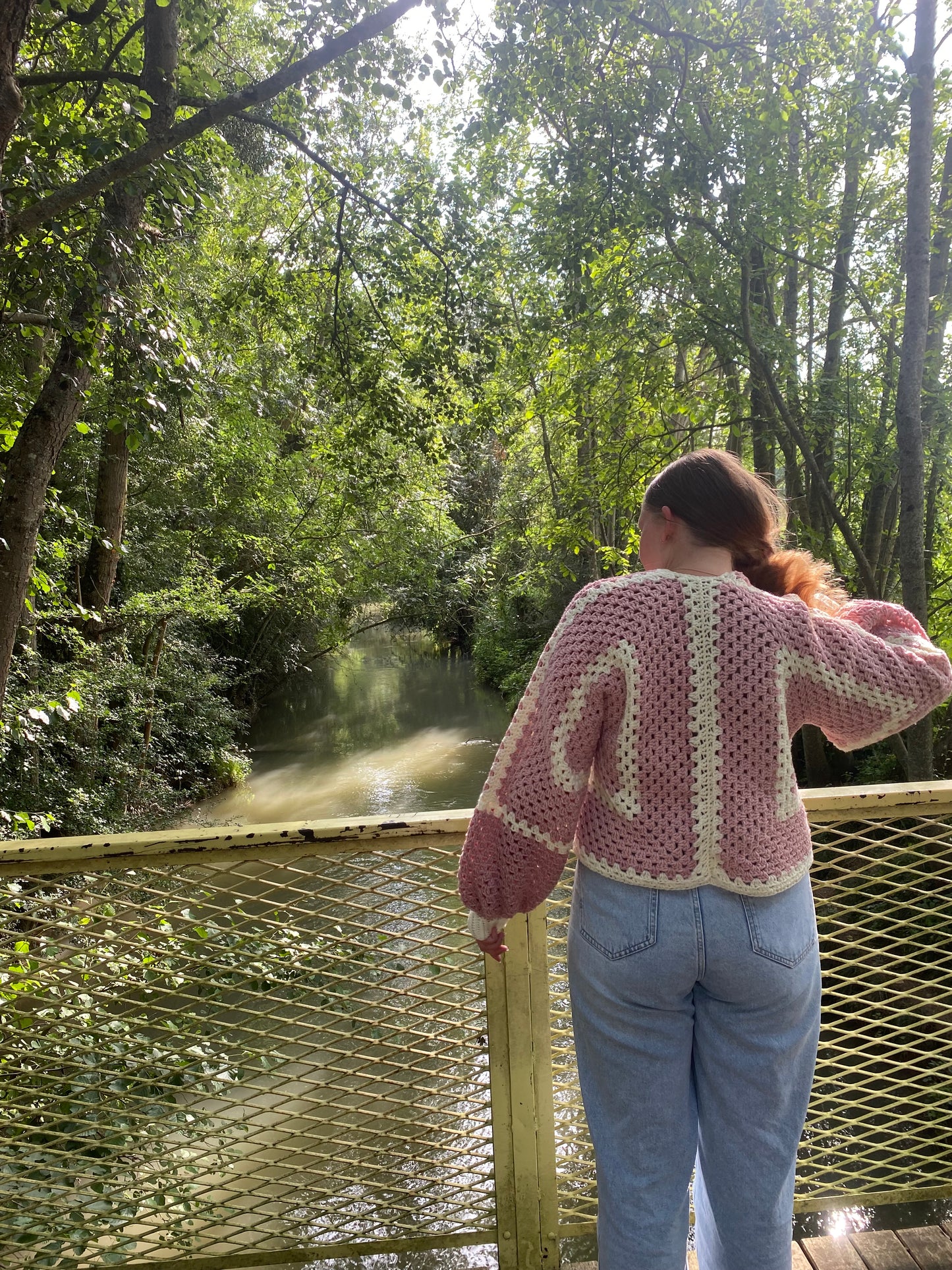 Cardigan Hexagone Rose